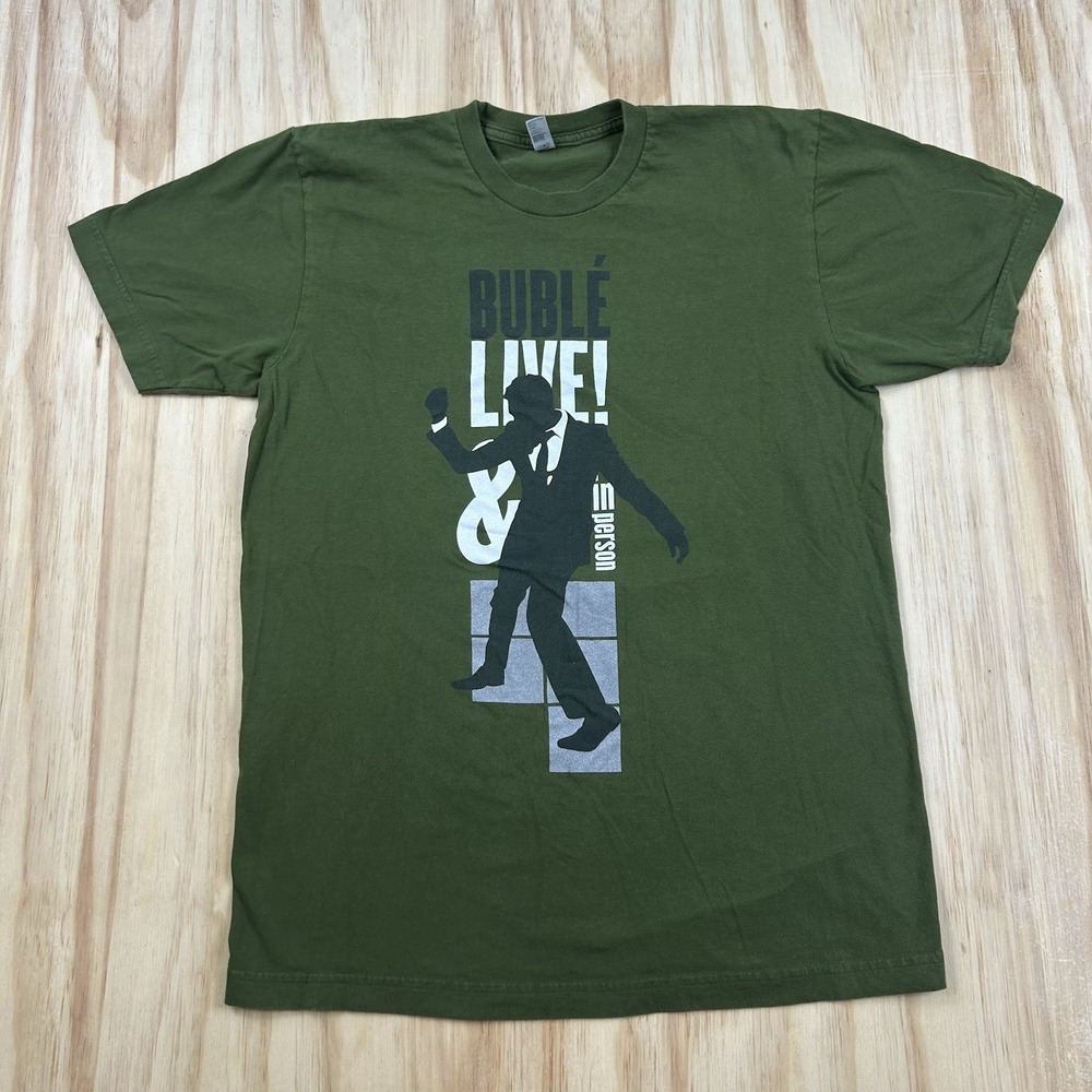 Michael Buble Live and In Person Green Tour T Shirt Size Medium Short Sleeve